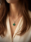 Paua shell green Clover shape necklace