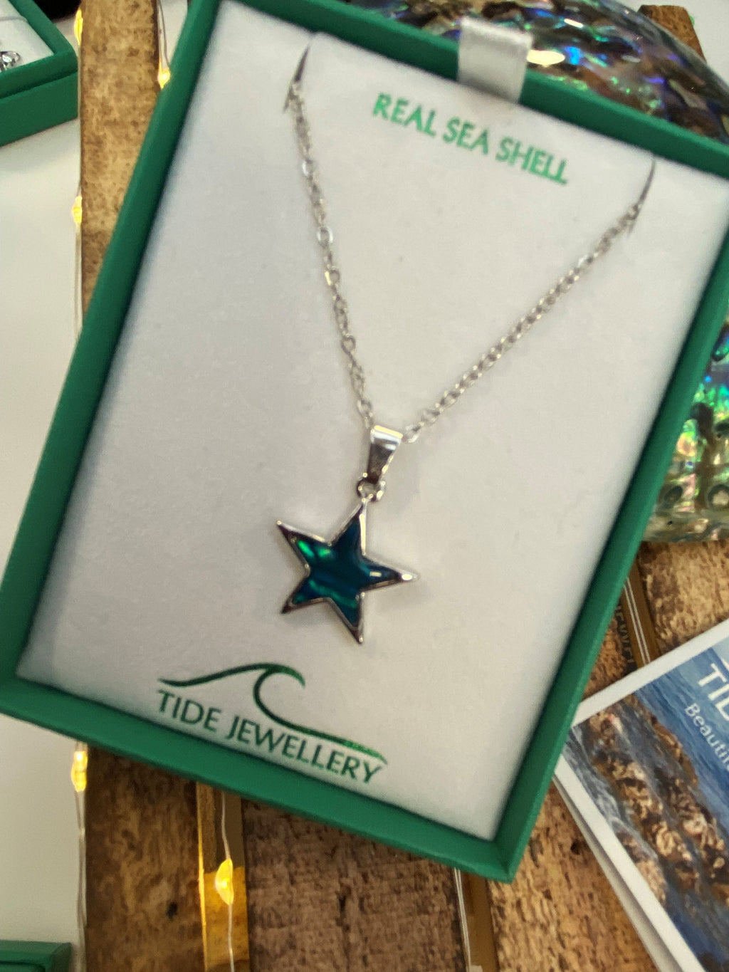 Paua Shell Blue star necklace