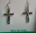 Paua Shell Cross Hook Earrings