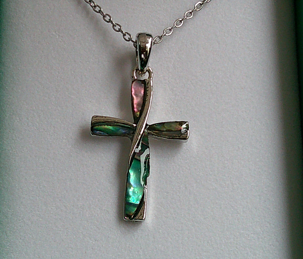 Paua Shell Cross Necklace