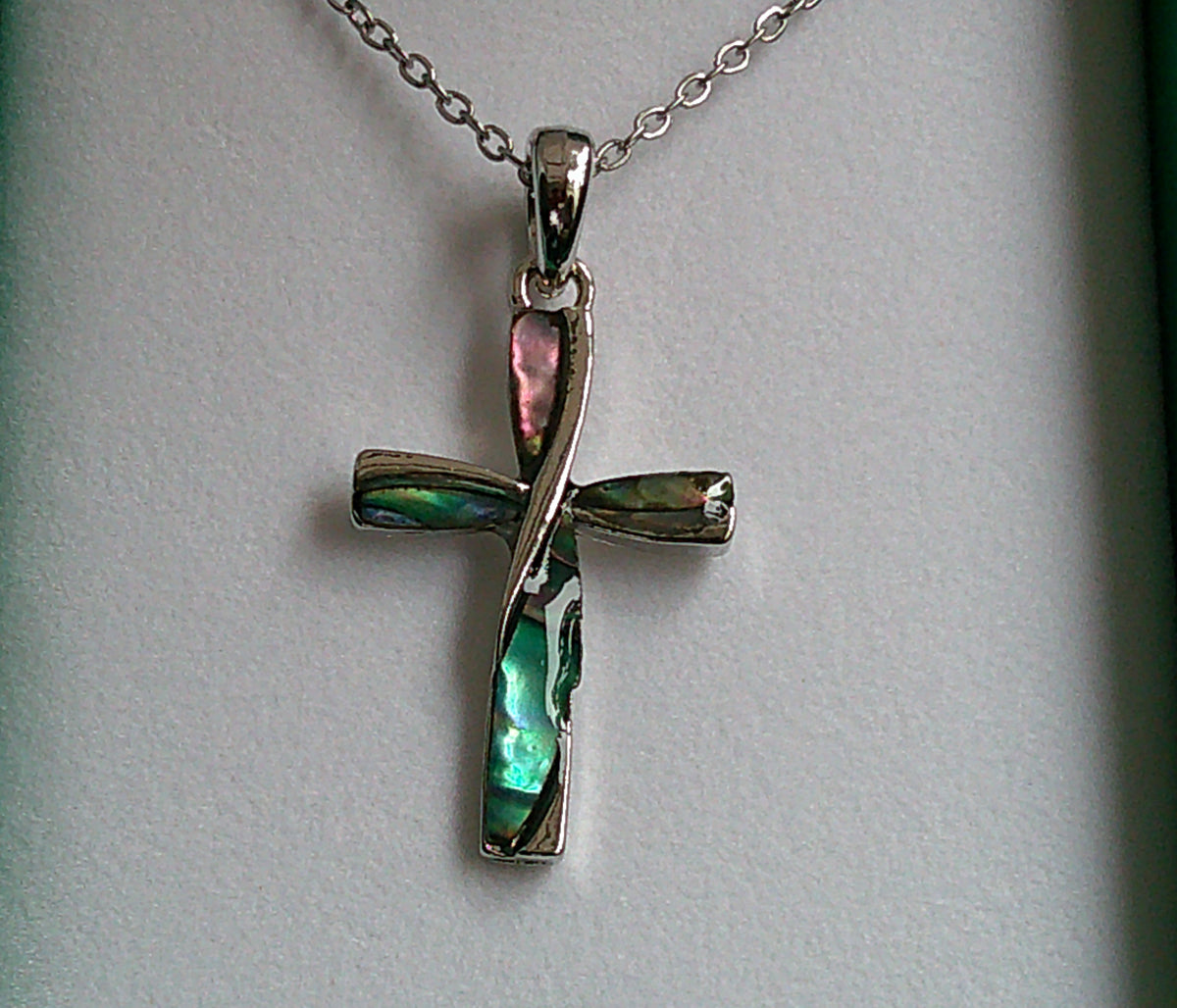 Paua Shell Cross Necklace