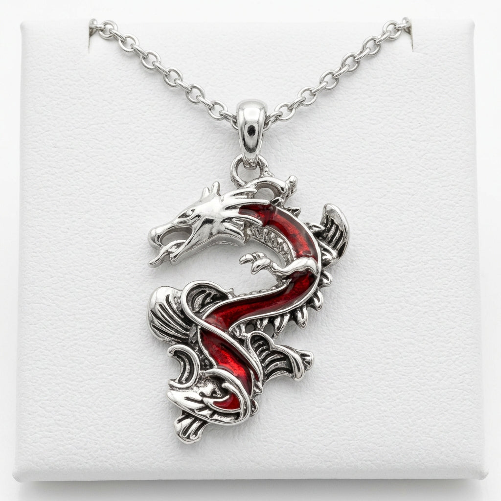 Chinese Dragon Necklace with Red Paua Shell