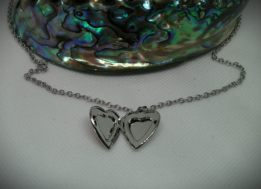 Paua shell red heart locket