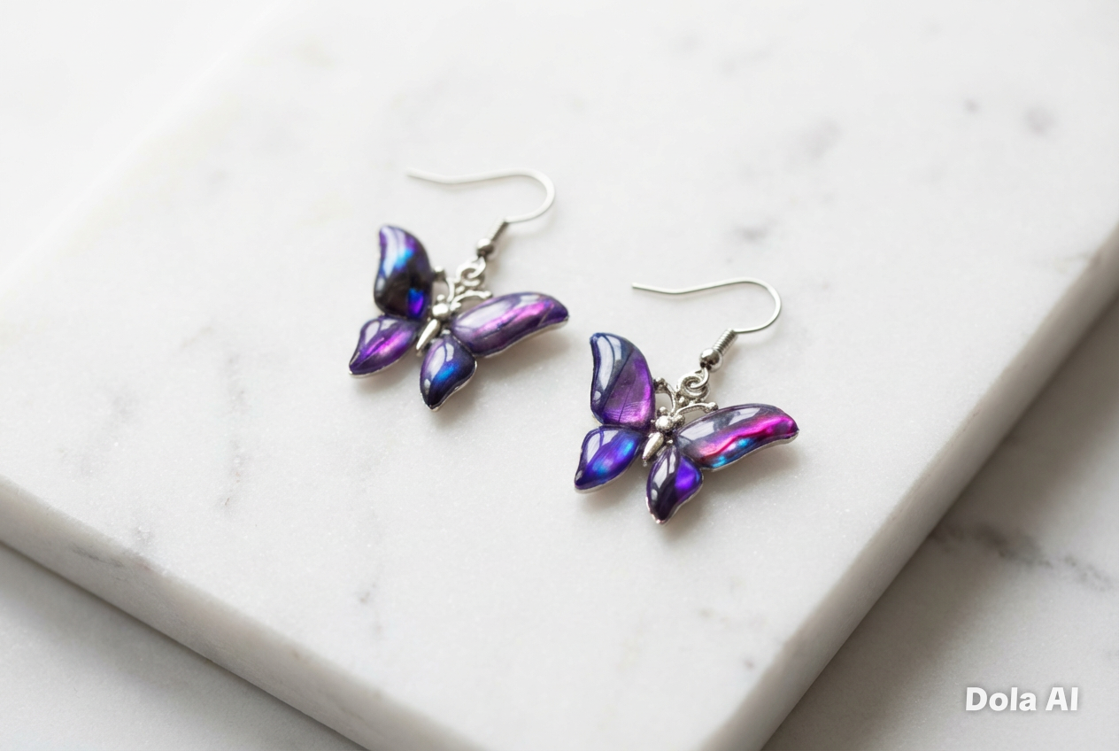 Paua shell Purple Butterfly Earrings