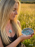 Paua shell west highland cow necklace