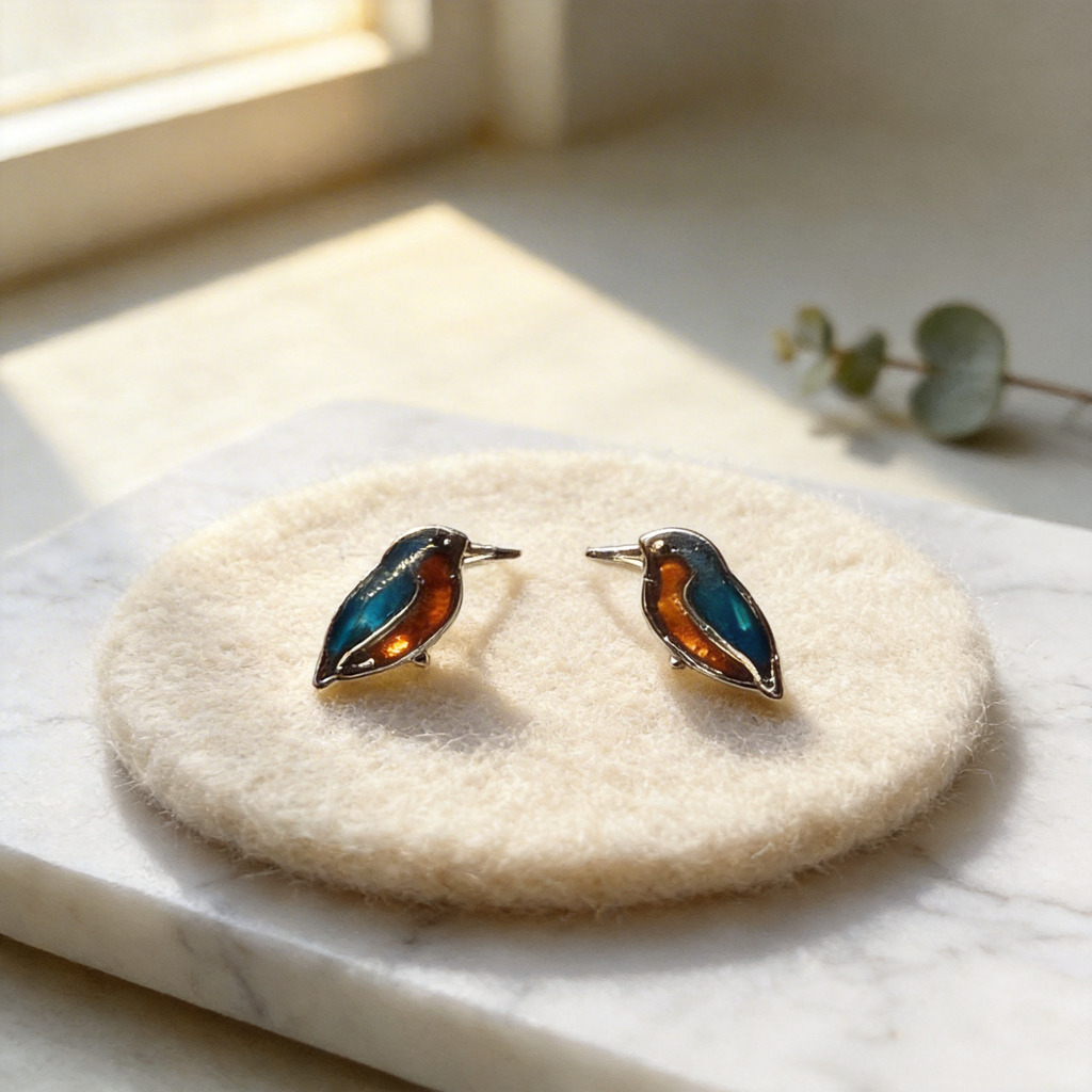 Paua shell Kingfisher stud earrings