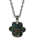 Paua shell pawprint necklace