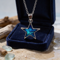 Paua Shell Blue star necklace