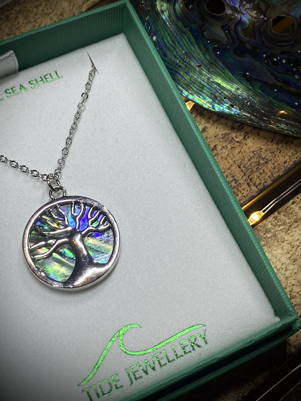 Paua shell Tree of life necklace