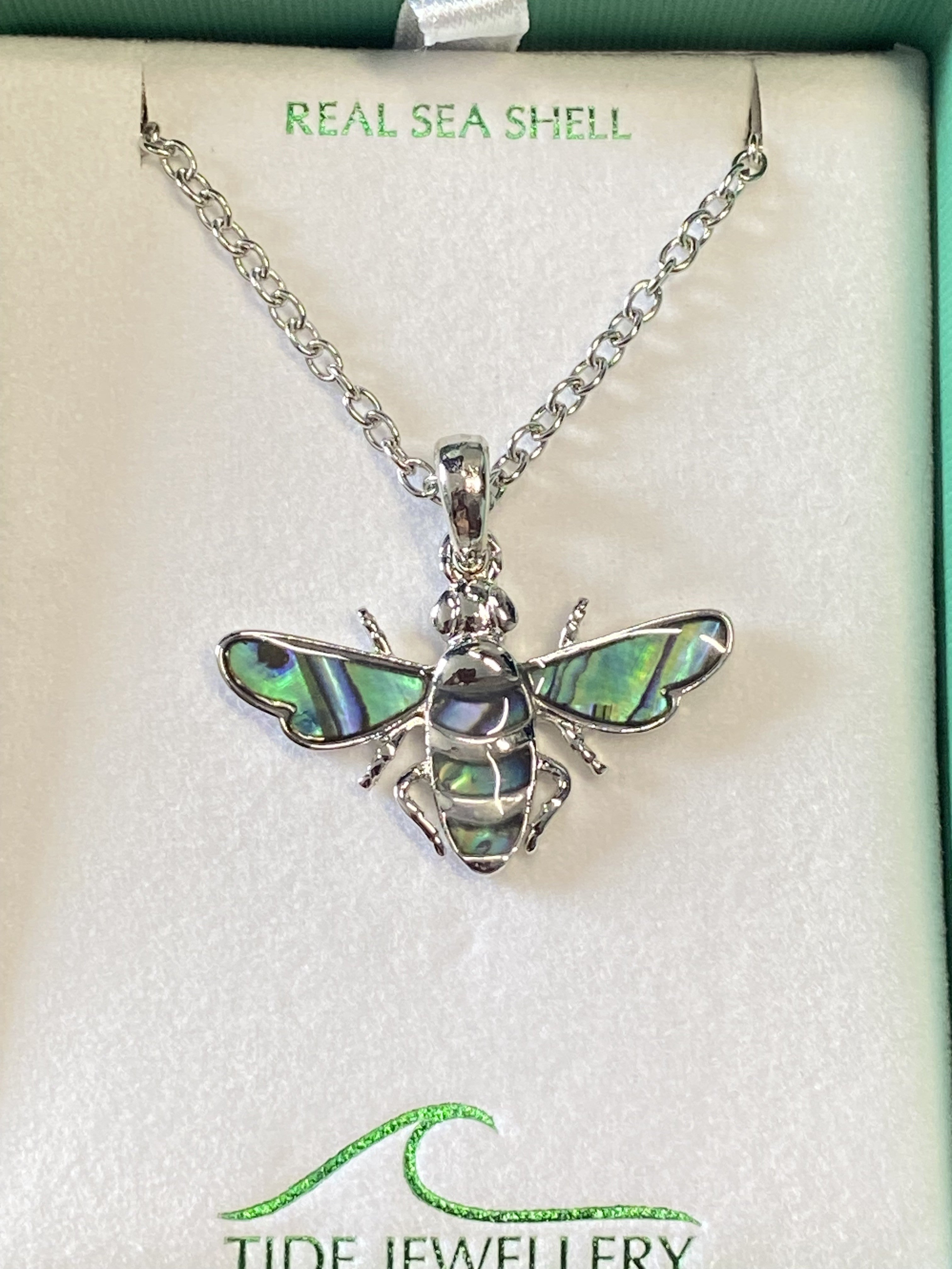 Paua Shell Bee Pendant Necklace