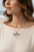 Dragonfly Necklace Worn