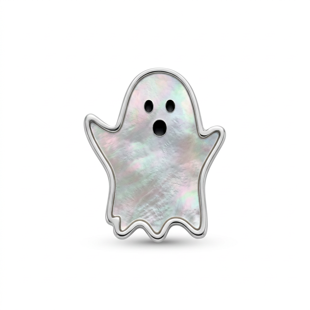 Ghost pin badge on a white background