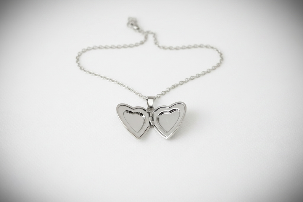 Heart Locket Open on White Background
