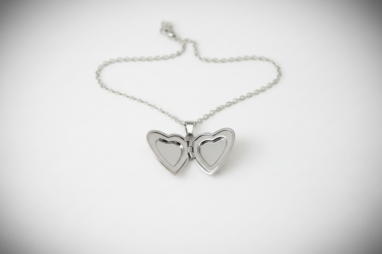 Heart Locket Open on White Background
