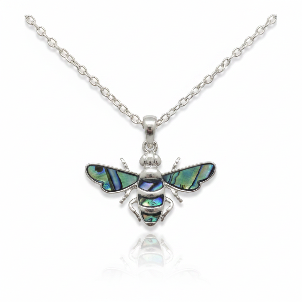 Paua Shell Bee Pendant Necklace