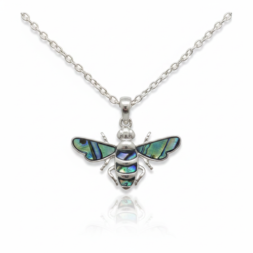 Paua Shell Bee Pendant Necklace