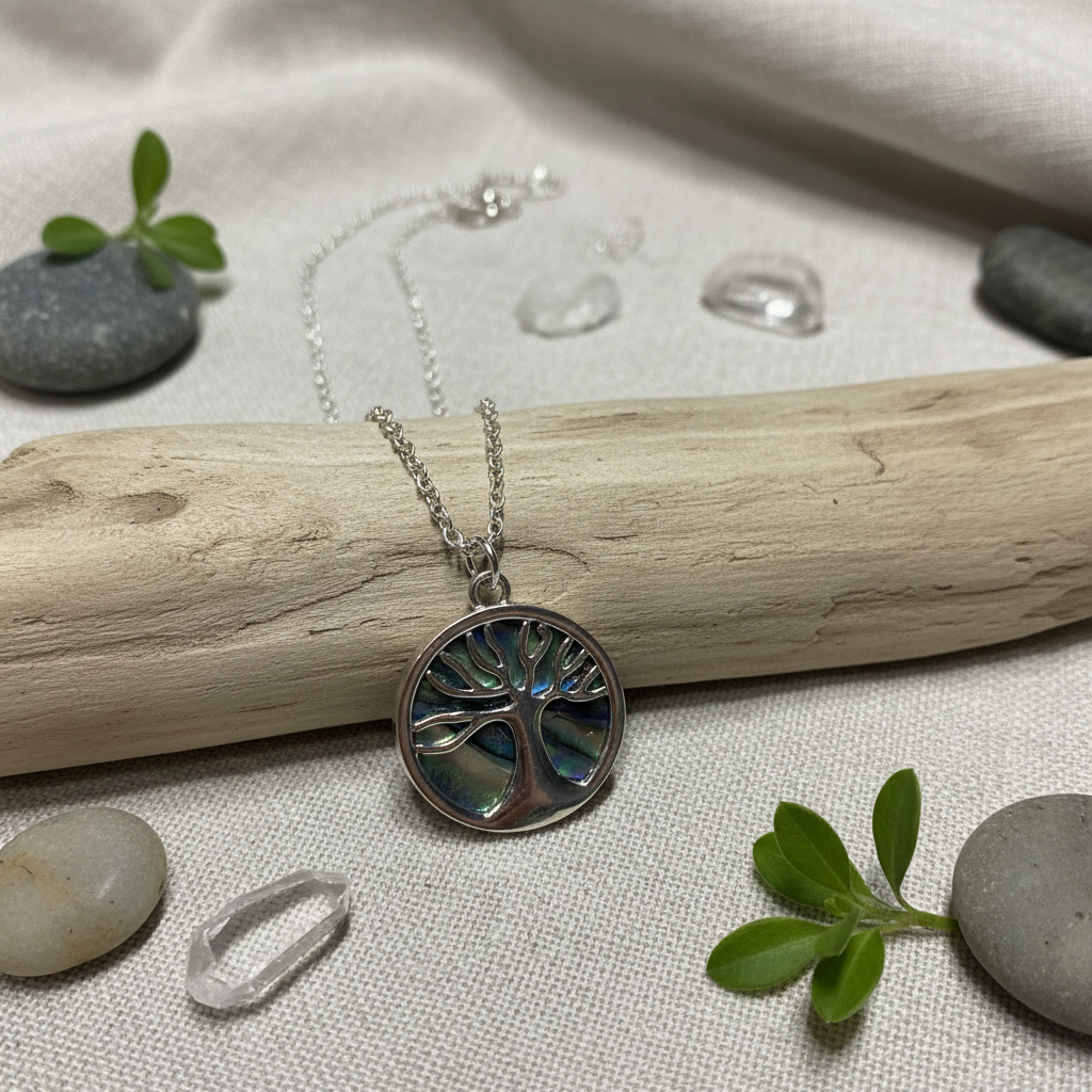Paua shell Tree of life necklace