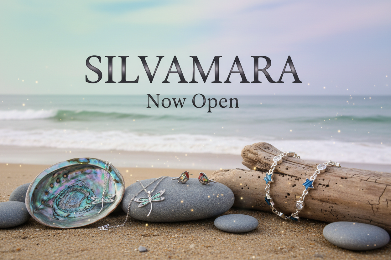 Silvamara launch banner with dark silver text